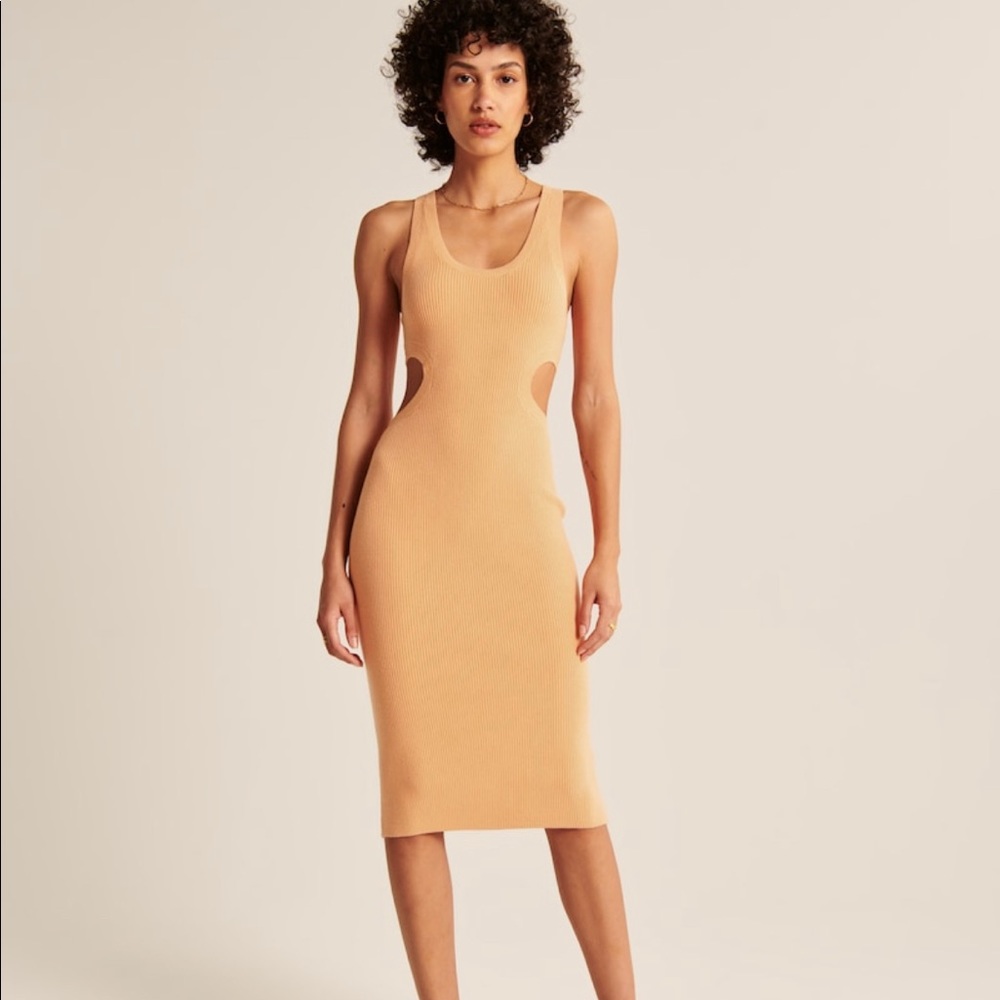 Knit Side Cut Out MIDI Dress